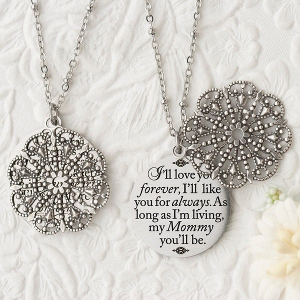 I'll love you forever I'll like you for always as long as I'm living my mommy you'll be Quote Necklace Mommy and Me Gifts for Mom