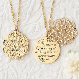 Sister Gift Sister Necklace Gift for Sister A sister is God&#39;s way of making sure we never walk alone Sister Jewelry Sister Wedding Gift