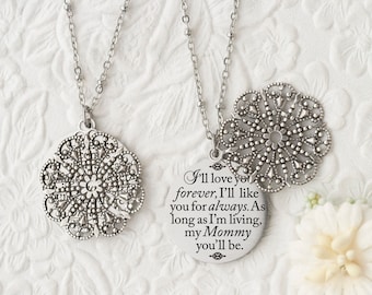 I&#39;ll love you forever I&#39;ll like you for always as long as I&#39;m living my mommy you&#39;ll be Quote Necklace Mommy and Me Gifts for Mom