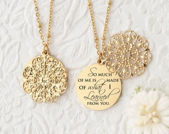 Wicked So much of me is made of what I learned from you Necklace Teacher Gift Best Friend Jewelry Musical Theater Gift Best Friend Necklace