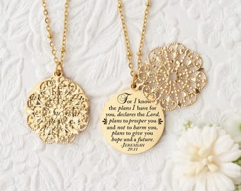 Jeremiah 29 11 For I Know The Plans I Have Christian Jewelry Hope Bible Verse Necklace Prosperity Necklace Gift for Women Faith Jewelry