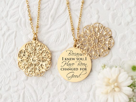 Wicked Because I Knew You Necklace Best Friend Gift Friendship Jewelry Musical Theater Gift Best Friend Jewelry BFF Necklace Teacher Gift