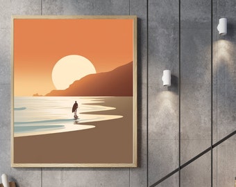 Cartel de surf, arte de pared, impresión oceánica, impresiones de arte de pared de playa, impresión de surf, arte de pared imprimible, decoración de playa, decoración costera, decoración de pared