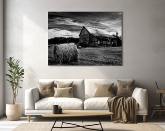Hay Bales, Wall Art, Modern, Wall Art Prints, Printable Wall Art, Rustic, Black and White, Barn, Farm, Print, Digital Download, Hay Bale