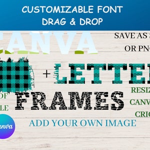 Canva Frame Templates|Font Frames|Letters & Numbers|Drag and Drop