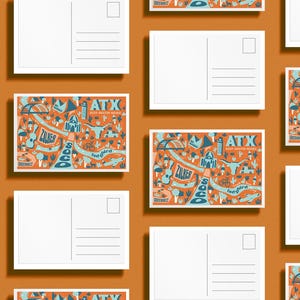 Austin Texas Postkarte | Texanisches Muster | Austin Sehenswürdigkeiten | UT Postkarte | ATX Briefpapier