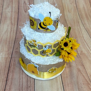 Bee Diaper Cake: 3-Tier Baby Shower Centerpiece