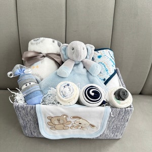 Baby Boy Gift Basket/New Baby Gift Basket/Baby Shower Gift/Welcome Baby Gift/Baby Gift Basket/Mommy to be Gift/Baby Basket with Blanket