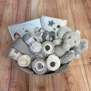 Baby Neutral Gift Basket/New Baby Gift Basket/Baby Shower Gift/Welcome Baby Gift/Baby Gift Basket/Baby Basket with Toy /Baby Shower Basket