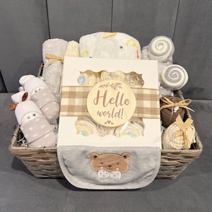 Baby Neutral Gift Basket/New Baby Gift Basket/Baby Shower Gift/Welcome Baby Gift/Baby Gift Basket/Baby Basket with Toy /Baby Shower Basket