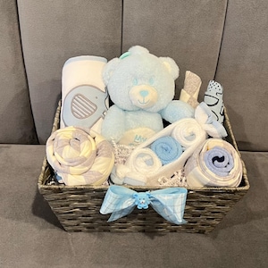 Baby Boy Gift Basket/New Baby Gift Basket/Baby Shower Gift/Welcome Baby Gift/Baby Gift Basket/Baby Gift with Blanket OR Toy/Baby Basket