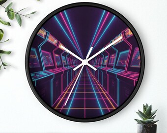 Reloj de pared Arcade, silencioso, 25 cm, marco de madera, envío gratis.