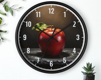 Reloj de pared para profesores, diseño de naturaleza muerta con manzanas, reloj decorativo para el aula, regalo de agradecimiento para profesores, silencioso, 25 cm, envío gratis.
