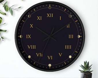 Moon Phases Art Clock, Lunar Cycle Wall Clock, Celestial Almanac Dial, Roman Numeral Clock, Silent Non-Ticking, 10 Inch, Free Shipping
