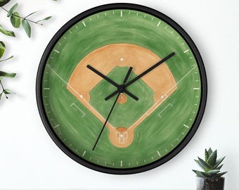 Reloj de pared de béisbol, arte de campo de béisbol, decoración para habitación deportiva, regalo para aficionado al béisbol, silencioso, 25 cm, envío gratis