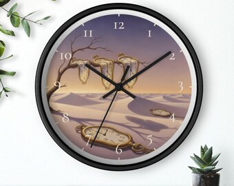Reloj de pared surrealista, arte de relojes derretidos, decoración onírica del desierto, regalo de arte surrealista, silencioso, 25 cm, envío gratis