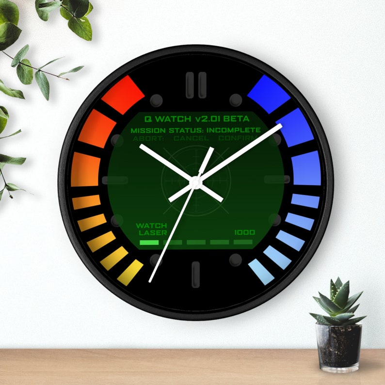 Reloj de pared estilo James Bond Goldeneye 007: reloj único, silencioso y fácil de instalar. Decoración perfecta con temática de espías para el hogar o la oficina Black