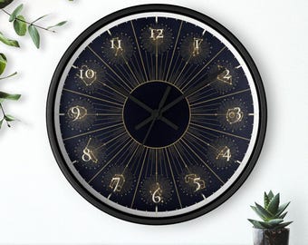 Reloj de pared del zodíaco, mapa estelar de constelaciones, reloj de regalo astrológico, arte celestial dorado, silencioso, 25 cm, envío gratis