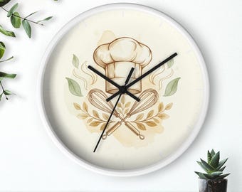 Reloj de pared para chef, silencioso, 25 cm, marco de madera, envío gratis.