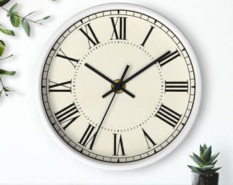 Antique Clock Face Wall Clock 1879, Silent Non-Ticking, 10 Inch, Wood Frame