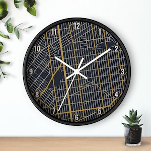 Custom City Map Clock, Your ZIP Code Street Map, Personalized Housewarming Gift, 6 Colorways, Silent 10 Inch