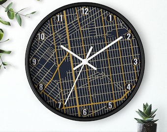 Reloj con mapa de ciudad personalizado, mapa de calles con tu código postal, regalo personalizado para inauguración de casa, 6 combinaciones de colores, silencioso, 25 cm (10 pulgadas)