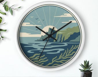 Reloj de pared del Parque Nacional de las Islas del Canal, silencioso, 25 cm, marco de madera, envío gratuito.