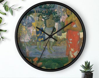 Reloj de pared Ia Orana Maria, silencioso, 25 cm, marco de madera, envío gratuito.