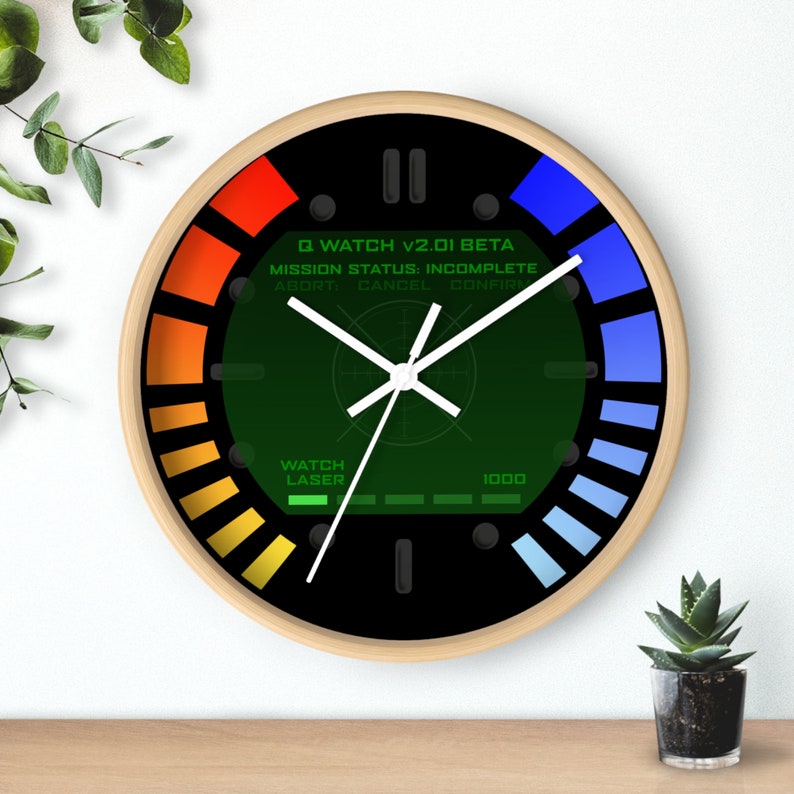 Reloj de pared estilo James Bond Goldeneye 007: reloj único, silencioso y fácil de instalar. Decoración perfecta con temática de espías para el hogar o la oficina Wooden
