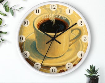 Reloj de pared con forma de taza de café humeante, estilo retro de cafetería, diseño de café negro, silencioso, 25 cm, marco blanco, envío gratis.