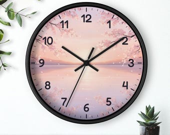 Reloj de pared de anime, arte de flor de cerezo Sakura, decoración estética de anime para habitaciones, regalo kawaii japonés, silencioso, 25 cm, envío gratis