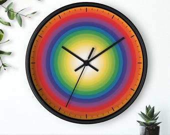 Reloj de pared arcoíris, arte arcoíris del orgullo, decoración moderna y colorida, regalo del orgullo LGBTQ, silencioso, 25 cm, envío gratis