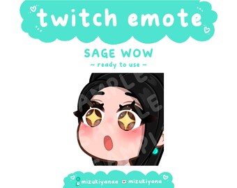 May include: A cartoon illustration of a woman with black hair and large eyes. The woman is looking up with a surprised expression. The text "SAGE WOW" is above the image. The text "~ ready to use ~" is below the image.
