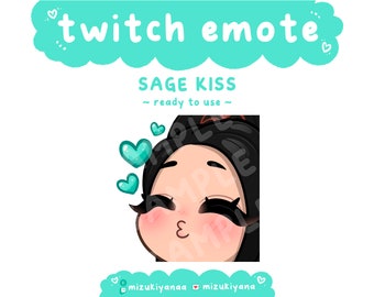 Lindo Valorant Sage Kiss Hearts Emote / para Twitch Discord Youtube Kick Streaming / Listo para usar / Descarga instantánea