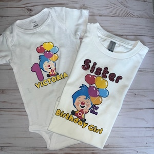 Plim plim clown t-shirts, bodysuits for babies, for personalized birthdays for the whole family.