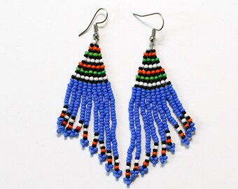 Handmade Maasai Beaded Dangle Earrings: African Artisan Jewelry