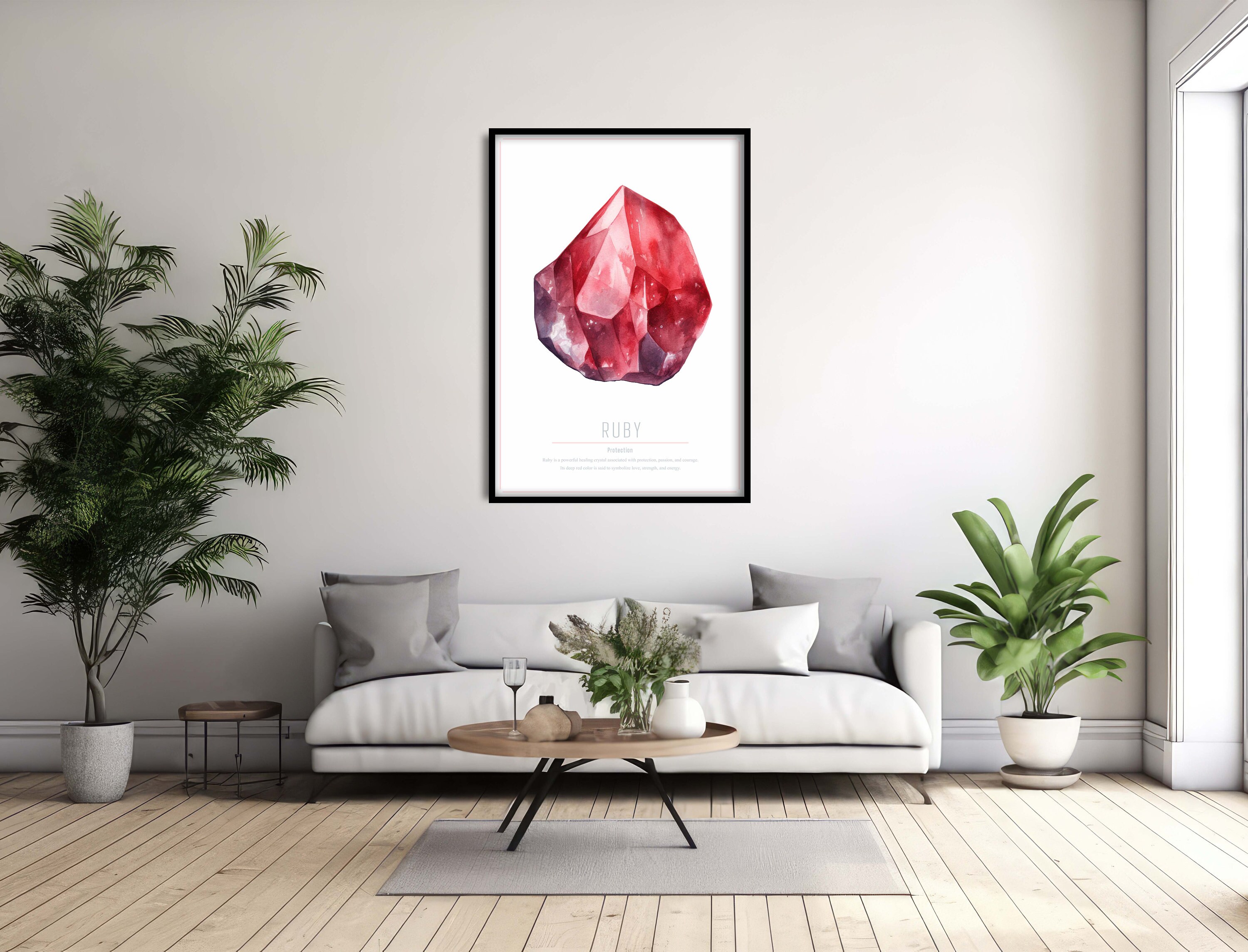 Crystal Ruby Print - Gemstone Art - Watercolor Crystal Painting ...