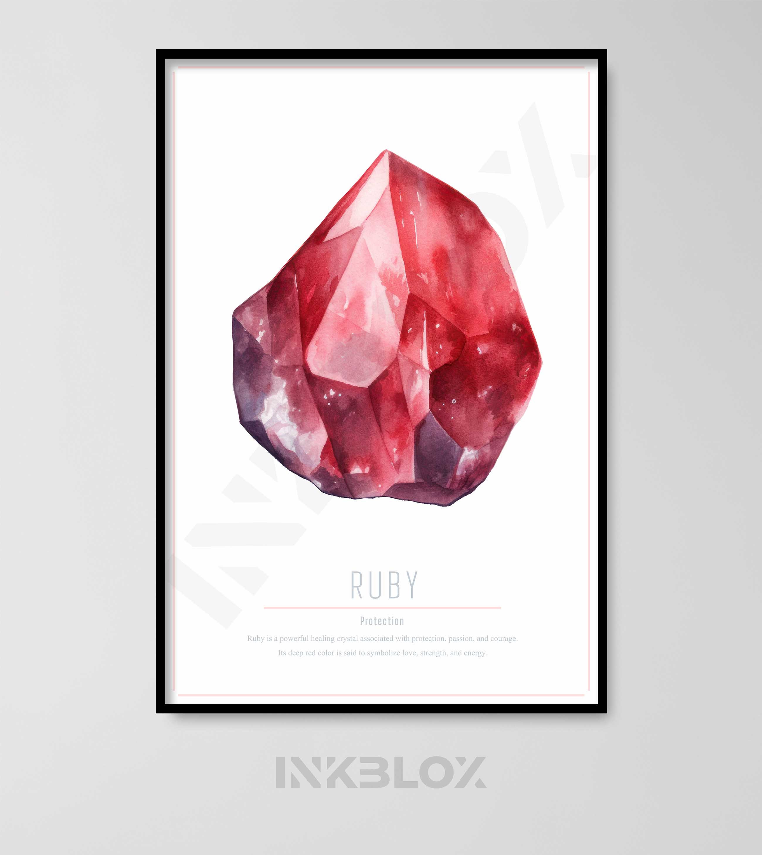 Crystal Ruby Print - Gemstone Art - Watercolor Crystal Painting ...