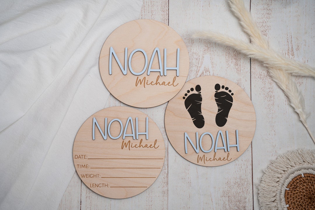 Baby Announcement Sign With Birth Stats, Wood Sign for Name Reveal ...