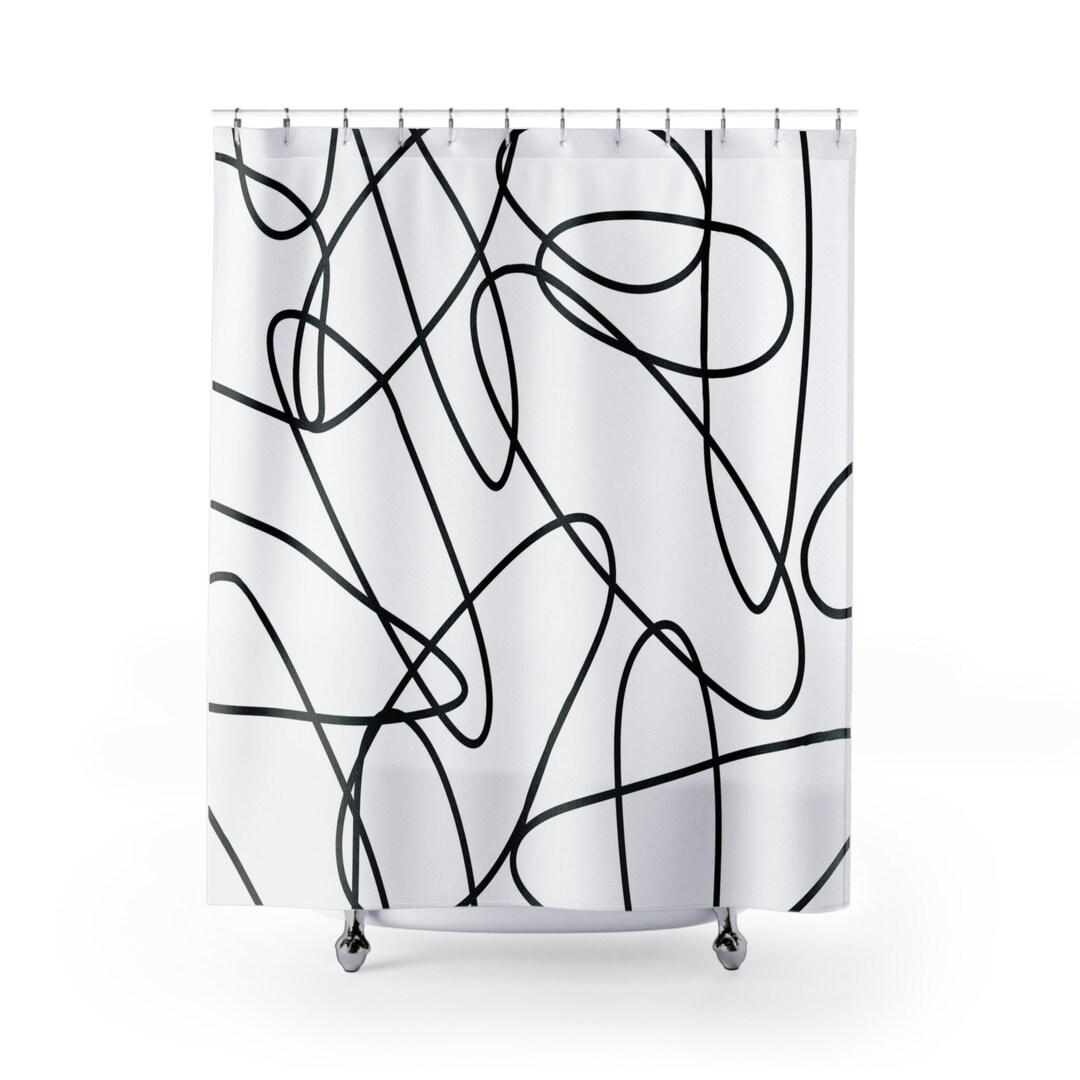 Modern Aesthetic and Minimalistic Shower Curtain Black and Etsy
