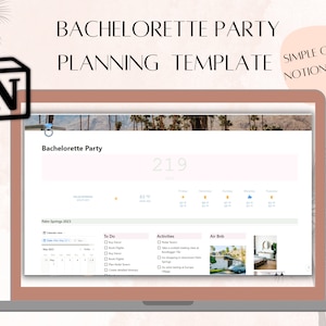 Customizable Bachelorette Party Planning Notion template with travel Itinerary