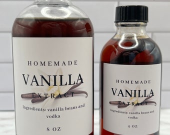 Vanilla Vodka Extract LABELS,water and oil resistant vinyl label,homemade vanilla extract,vanilla beans and vodka,extract labels,vanilla