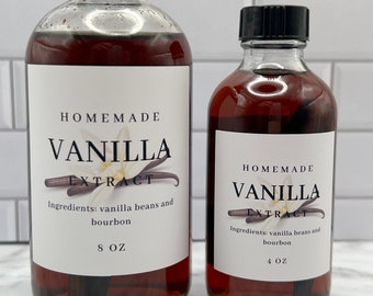 Vanilla Bourbon Extract LABELS,water and oil resistant vinyl label,homemade vanilla extract,vanilla beans and bourbon,extract labels