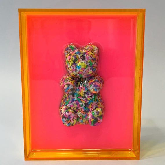 Candy Art Resin Sprinkle Gummy Bear - Dopamine Art, Maximalism, Pop Art, Wall Decor, Candy Art, Home, Gift, Birthday, Faux Food