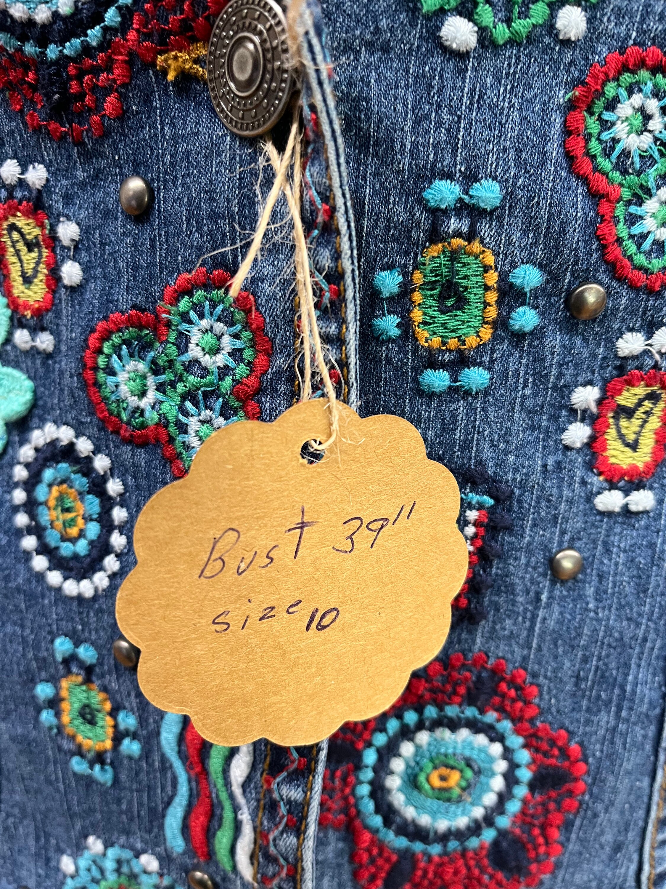 Denim Jacket With Floral Embroidery - Etsy