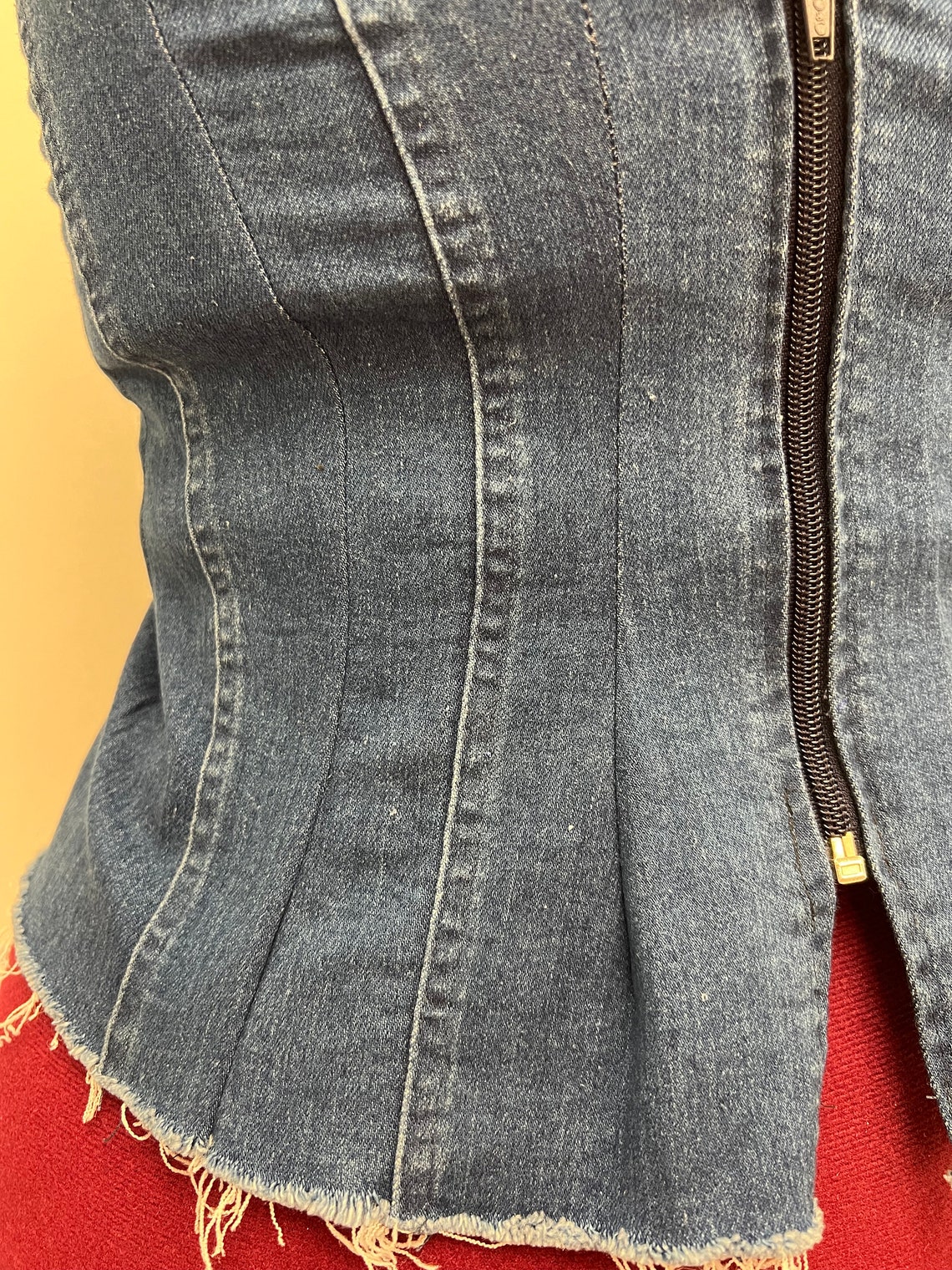 ZIP UP DENIM CORSET TOP main image 1