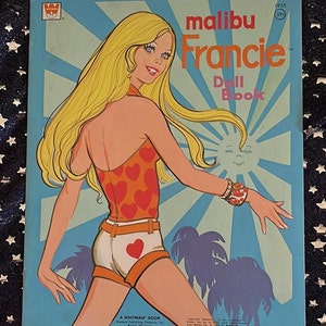 Vintage Whitman Malibu Francie (Friend of Barbie) 26 Full-Color Fashions Paper Doll Book 1973 by Mattel Uncut 70s