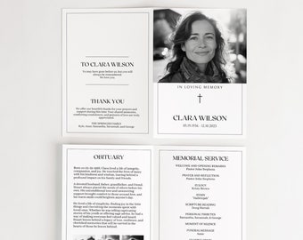 Funeral Program Template, Editable Photo Funeral Program, CANVA Memorial Program, Celebration of Life, Printable Funeral Program, Bi-fold