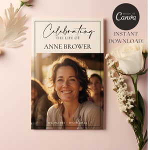 Funeral Program Template, Editable Photo Funeral Program, CANVA Memorial Program, Celebration of Life, Printable Funeral Program, Bi-fold