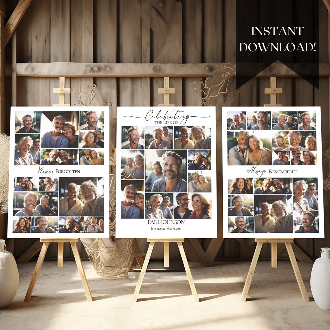 Memory Board Template Funeral Picture Collage Sign Set Templates Memory Board Template Funeral Picture Collage Sign Set Templates